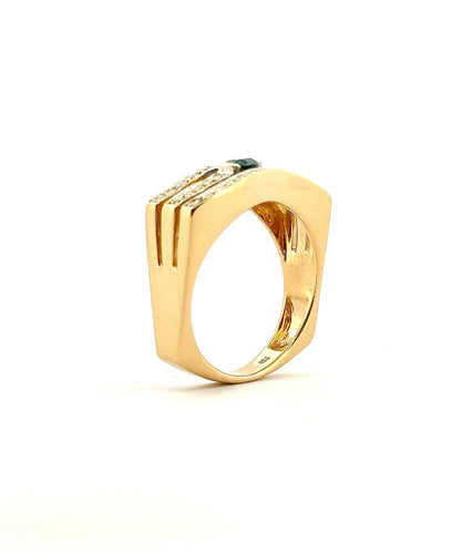 Bague 54 Bague vintage en or 18 carats diamants 8/8 et saphir 58 Facettes
