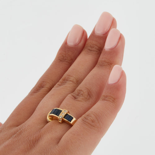 Bague 54 BAGUE OR JAUNE SAPHIRS ET DIAMANTS 58 Facettes REF 3063/18