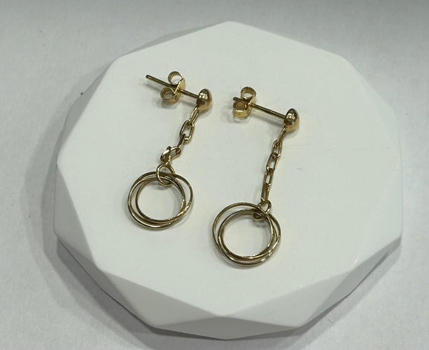 Boucles d'oreilles Boucles d'oreilles 2 ors pendantes 58 Facettes LP262/5