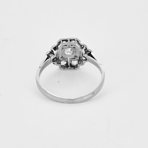 Bague 55 Bague style Art Déco en or gris et diamants 58 Facettes CHA1154