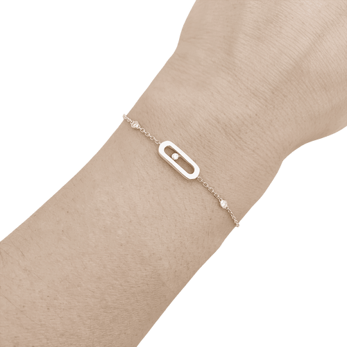 Bracelet Bracelet Messika, "Move Uno", or blanc et diamants. 58 Facettes 34539