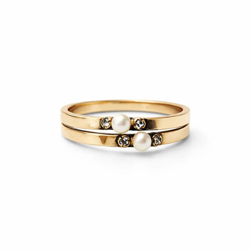 Bague Bague Art Déco en or jaune ornée d'un diamant et d'une perle 58 Facettes 50115