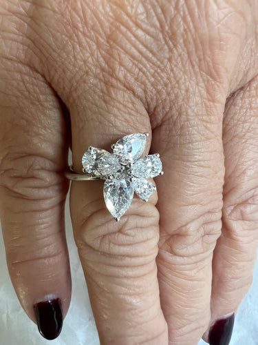 Bague Diamond solitaire flower 18k white gold ring 58 Facettes P756