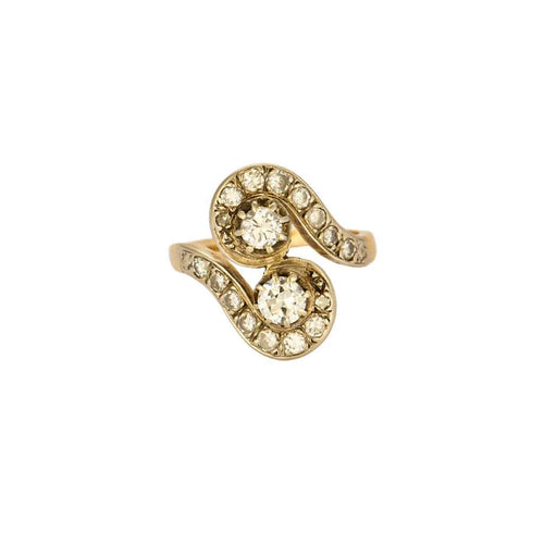 Bague 53 Bague Toi & Moi or jaune et gris, diamants 58 Facettes LOR3526