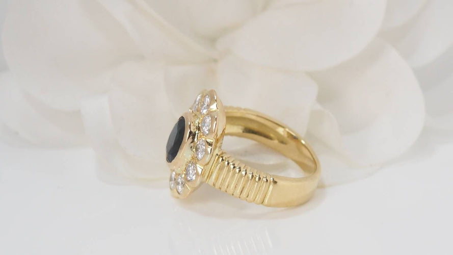 Bague saphir ovale et diamants