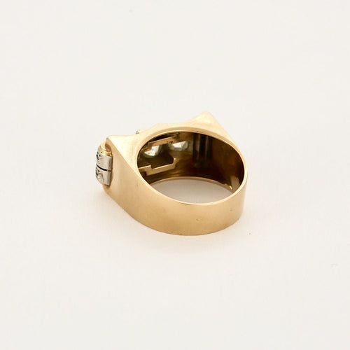 Bague 55 Bague Tank or rose et platine, diamants 58 Facettes B250290