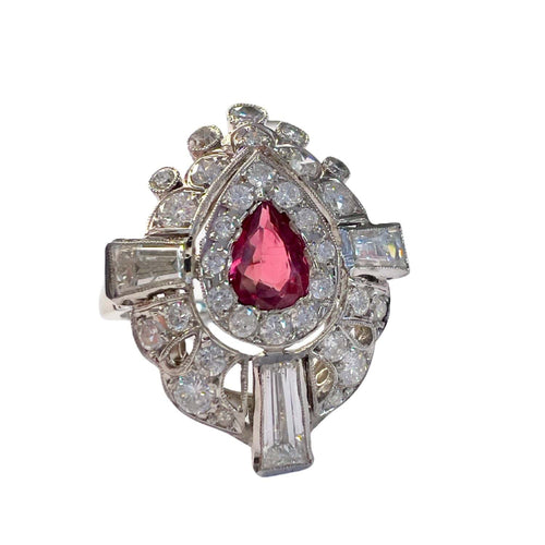Bague 53 Bague en platine de style ancien avec diamants 58 Facettes Q358B