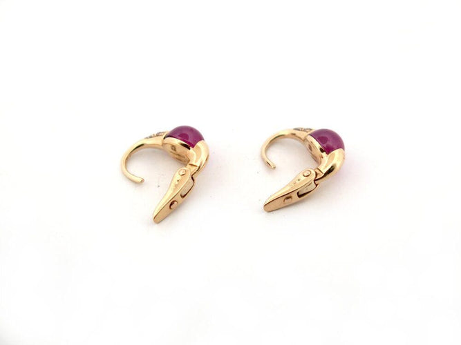 Boucles d'oreilles boucles d'oreilles POMELLATO m'ama non m'ama or rose grenat diamants 58 Facettes 266327