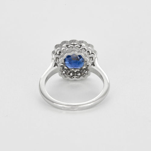 Bague 53 Bague or gris, saphir et diamants 58 Facettes EB1