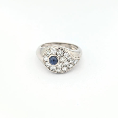 Bague Bague en or blanc diamants et saphir 58 Facettes 29701
