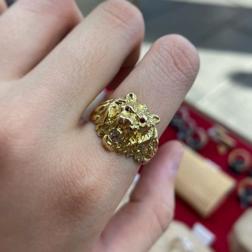 Bague 59 Bague Lion - Or, Diamant & Rubis 58 Facettes 240258R