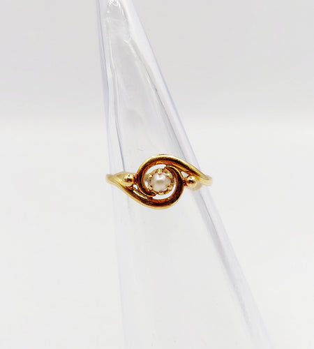 Bague 41 MINI bague antique or perle et monture tourbillon (circa 1900) 58 Facettes A06300