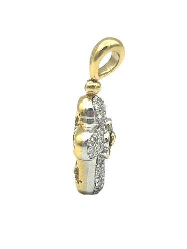 Pendentif Croix 2 Ors 18K Saphir et Diamants