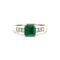 Bague 53 Bague en or blanc émeraude de Colombie et diamants princesses 58 Facettes