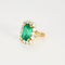 Bague 51 Bague or jaune émeraude de Colombie entourée de diamants 58 Facettes