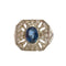 Bague 57 Bague en platine au design Art Déco avec diamants et saphirs 58 Facettes CH39