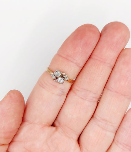 Bague toi et moi or rose, diamants taille ancienne (circa 1900) 58 Facettes A06235
