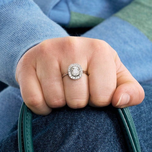 Bague 54 Solitaire vers 1930 en platine et diamants 58 Facettes 250228