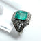 Bague 53 Bague vintage en platine ornée de diamants et d'une émeraude 58 Facettes 50365