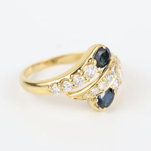 Bague 55 Bague vintage en or jaune 18 carats avec diamants et saphirs 58 Facettes 131144