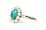 Bague Art Déco en or blanc 18 carats sertie d'une turquoise et de perles