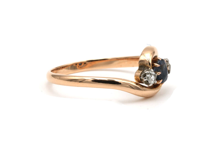 Bague 57 Bague "toi et moi" Art Nouveau or jaune, saphir, diamants 58 Facettes 22053