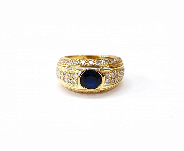 Bague 55 Bague boule saphir et diamants 58 Facettes Bag.S.geom-1281