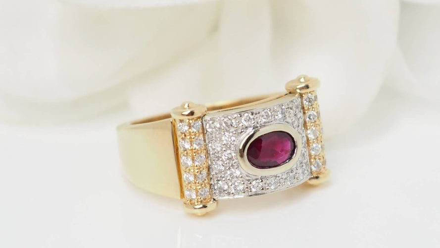 Bague 55 Bague ruban en or bicolore, diamants et rubis 58 Facettes 32538