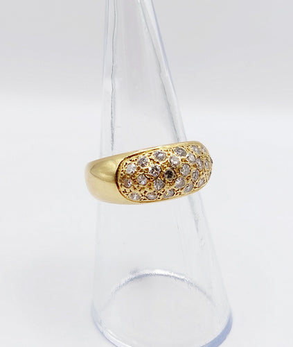 Bague 52.5 Bague jonc bombée or jaune 18k pavé 0,65 carats de diamants taille brillant 58 Facettes A04886