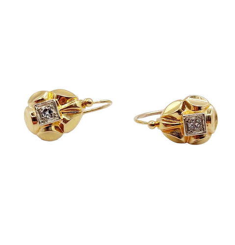 Boucles d'oreilles Dormeuses art déco or jaune et diamants 58 Facettes A05807