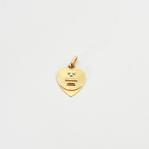Pendentif AUGIS-Médaille d'amour cœur or jaune rubis 58 Facettes