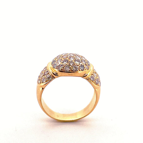 Bague 56 Bague dôme en or jaune 18 carats sertie de diamants 58 Facettes