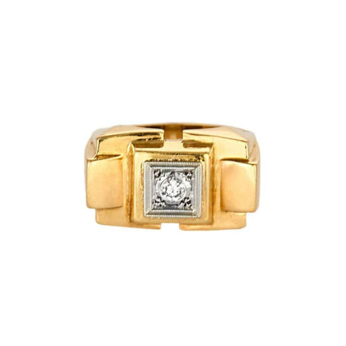 Bague 54 Bague Tank or jaune et diamant 58 Facettes TOU1275