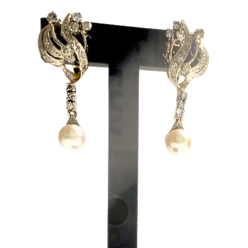 Boucles d'oreilles Boucles d'oreilles Art Déco diamants perles 58 Facettes Q162B