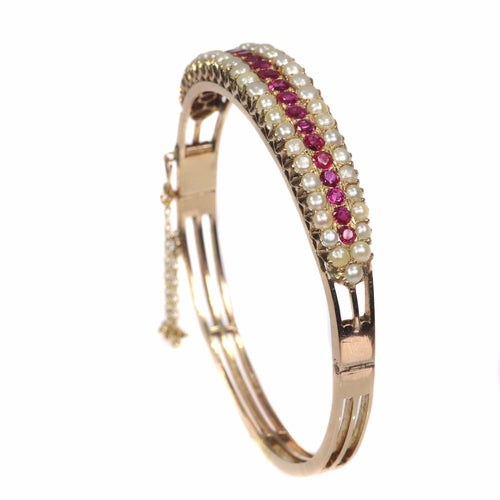 Bracelet Bijoux de la Grande Époque : Bracelet jonc victorien en rubis 58 Facettes 21273-0594
