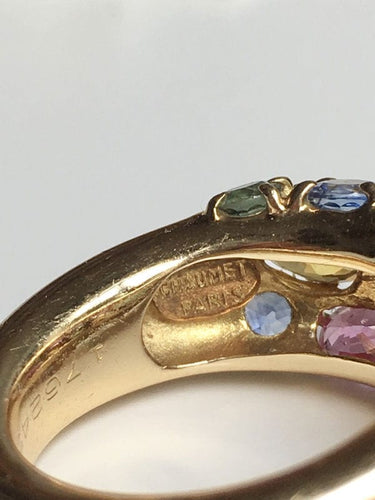 Bague 54 CHAUMET - Bague Tutti-Frutti en or jaune, saphirs 58 Facettes