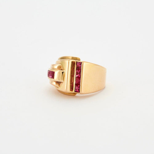 Bague 55 Bague Tank Or jaune Rubis 58 Facettes