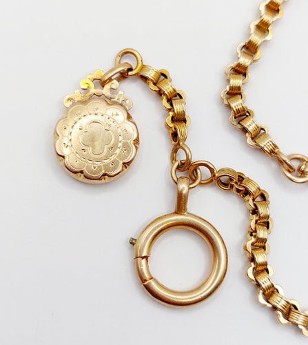 Montre Chaîne giletière de montre antique or rose 18k pendentif ciselé (circa 1900) 58 Facettes A05002