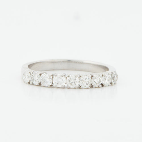 Bague 54 DEMI ALLIANCE EN OR BLANC 18 CARATS 58 Facettes REF 9045