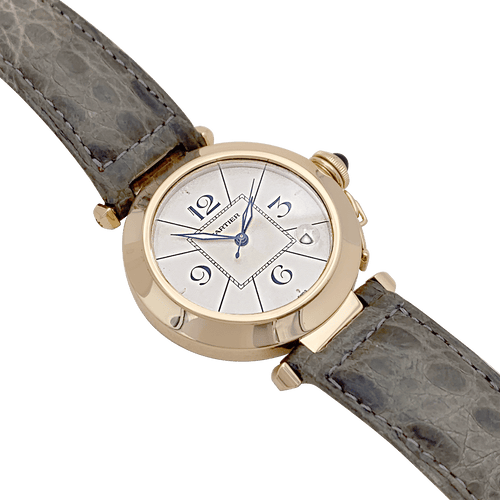 Montre Montre Cartier "Pasha" or jaune, cuir. 58 Facettes 34346