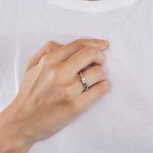 Bague 54 Bague jonc or gris avec diamants 58 Facettes GU43
