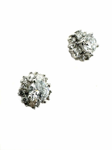 Boucles d'oreilles or blanc 18K et diamants certifiés GIA 58 Facettes