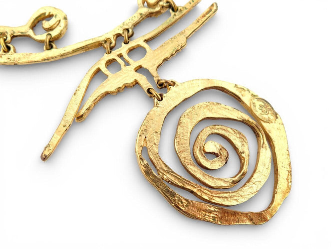 Collier rare vintage collier CHRISTIAN LACROIX baroque a spirales dore & strass 58 Facettes 272655