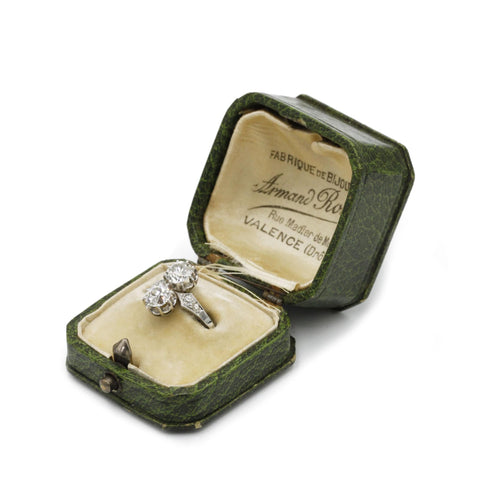 Bague 54 Bague Toi et Moi - Or jaune platine et diamants 58 Facettes 1017