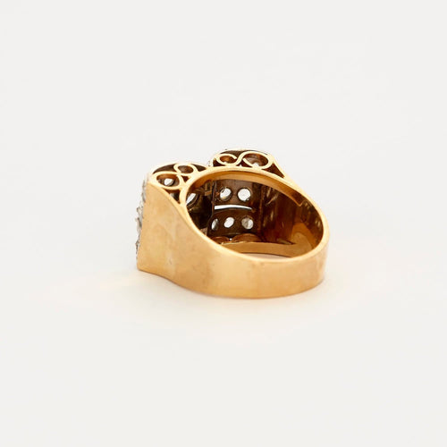 Bague 51 Bague Tank or gris et jaune avec diamants 58 Facettes GU59