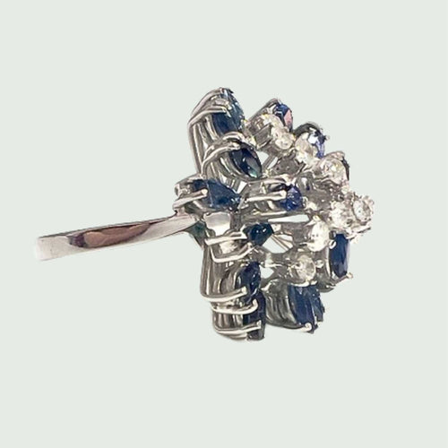 Bague 56.5 Bague rétro Or blanc Diamants Saphirs 58 Facettes Q933A(901)
