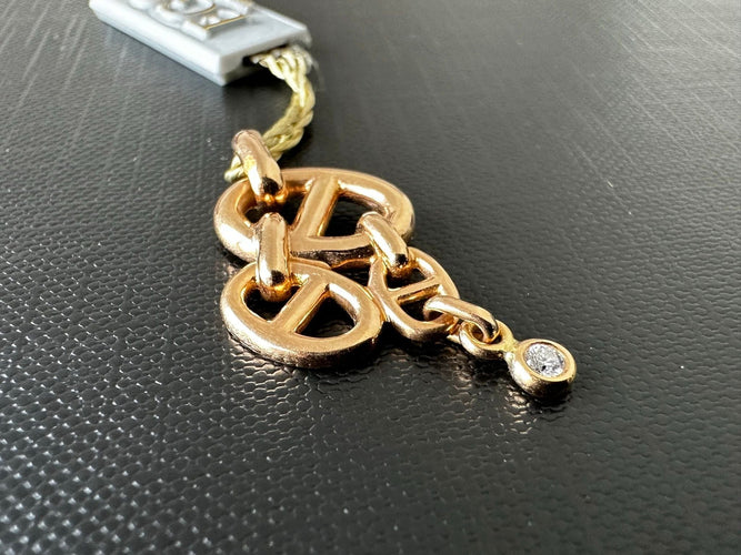 Pendentif Hermès - Pendentif "Chaine d'Ancre Enchainée" Or Rose Diamant 58 Facettes