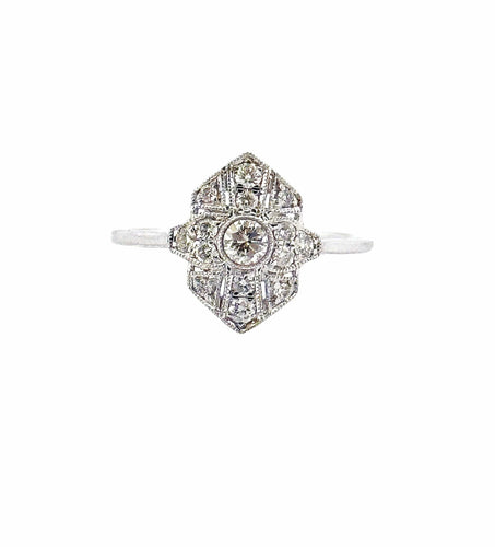 Bague 52 Bague en or blanc et diamants tendance art déco 58 Facettes