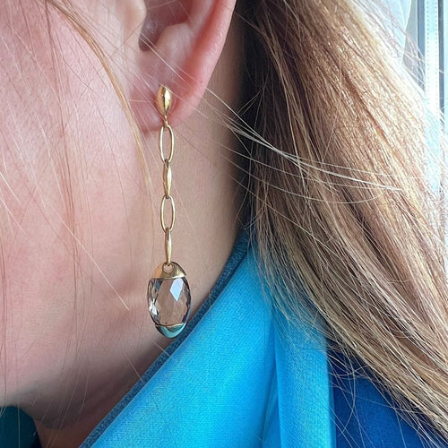 Boucles d'oreilles CHIMENTO - Boucles d'oreilles or jaune quartz fumé 58 Facettes AA 1708