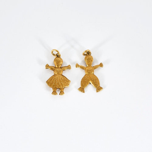 Pendentif Pendentifs "Garçon" & "Fille" ancien en or 18K 58 Facettes